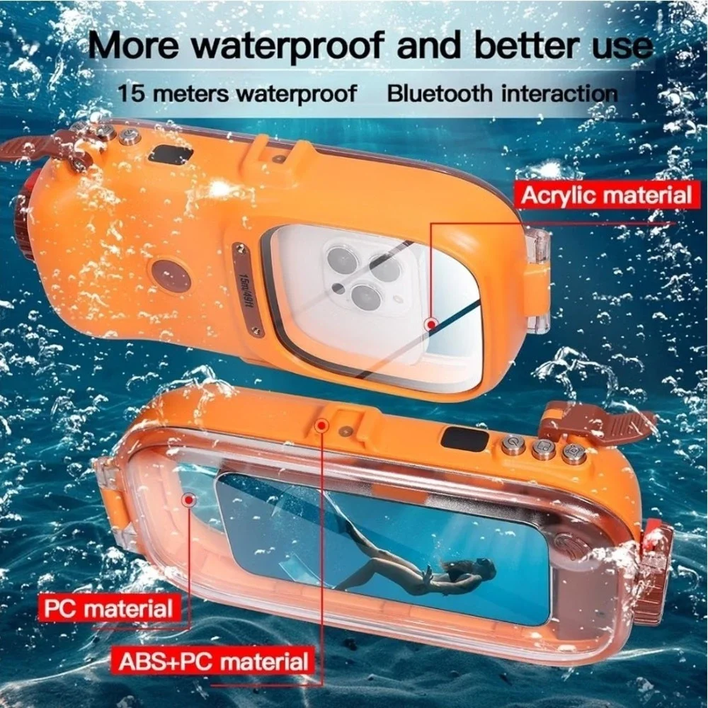 49ft Underwater Diving Waterproof Bluetooth Phone Case Cover for iPhone/Samsung